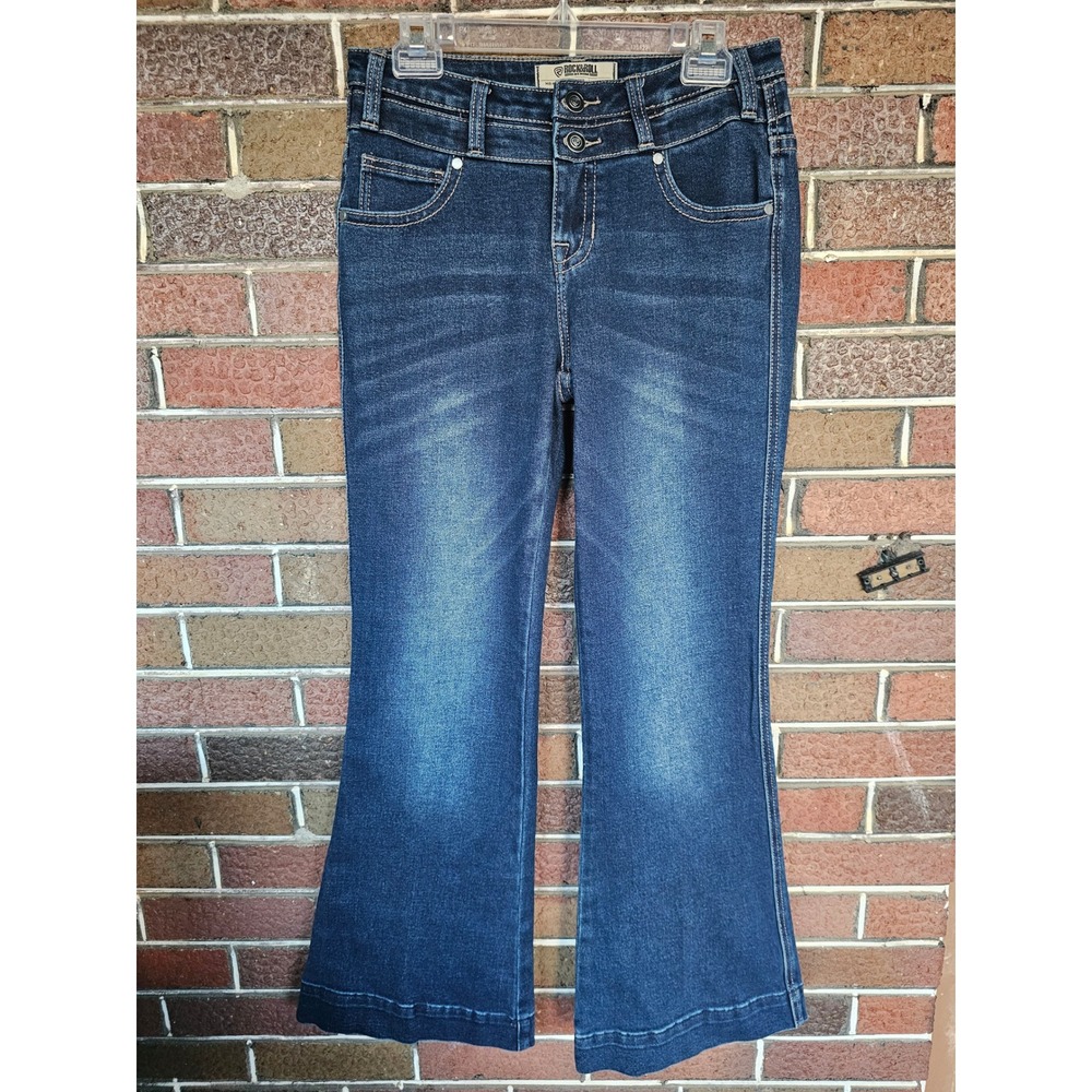 Rock and Roll Cowgirl Mid Rise Trouser Jeans W29 L32 Dark Wash flare Bootcut